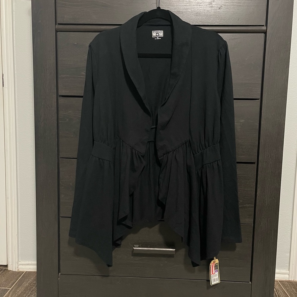 Black Converse One Star open front cardigan super soft XL NWT